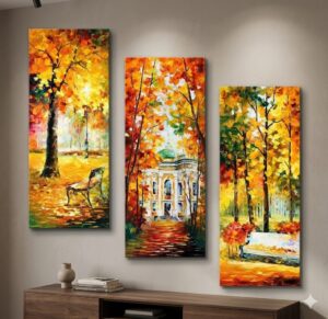 Set of 3 Decorative Wall Art Canvas Frames – Modern 3 Pcs Wall Frame Set 8x16 Inch