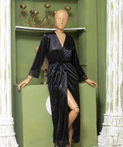 Alternative view of Elegant Luxury Silk Night Gown with Delicate Lace Trim - Comfortable Sleepwear for Women Free Size - Sku : R-016