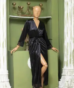 Alternative view of Elegant Luxury Silk Night Gown with Delicate Lace Trim - Comfortable Sleepwear for Women Free Size - Sku : R-016