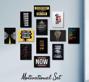 Motivational Wall Art Wooden Canvas Frames 12 Pcs Set Wooden Sticky Tiles 5x7 Inches Easy Mounting