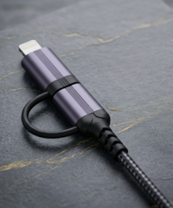 Alternative view of Original 2-in-1 Type-C and Lightning to 3.5mm Headphone Jack Adapter Dual Connector Handfree Audio Converter Direct Plug and Play No Bluetooth Required