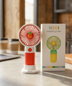 Mini Portable Handheld Fan with Desktop Base - Cute Carrot Design Rechargeable Personal Cooling Fan for Office, Students, and Travel